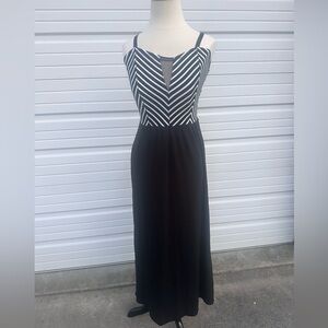 Zenana Outfitters Black and White Striped Maxi Dress